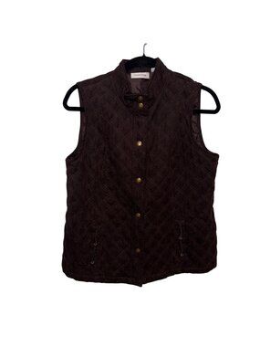 Breckenridge Womens Quilted Vest XL Brown Button-Up Sleeveless.